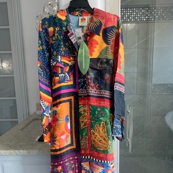 Farm Rio Mixed Scarves Shirtdress - Picture 11 of 12